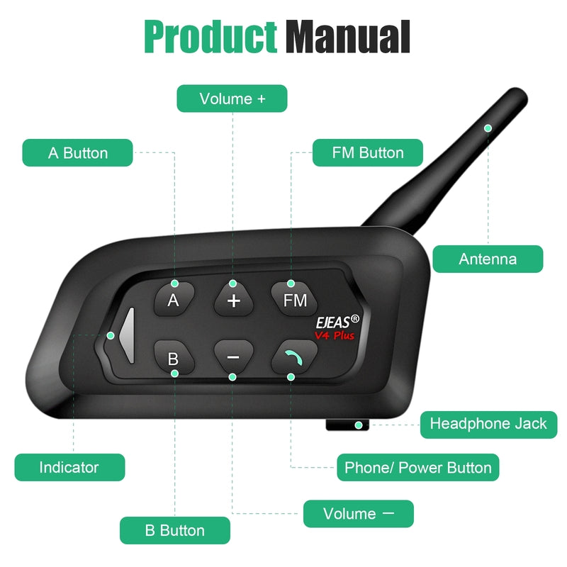 EJEAS V4C Sistema di Intercom Wireless Bluetooth all'aperto