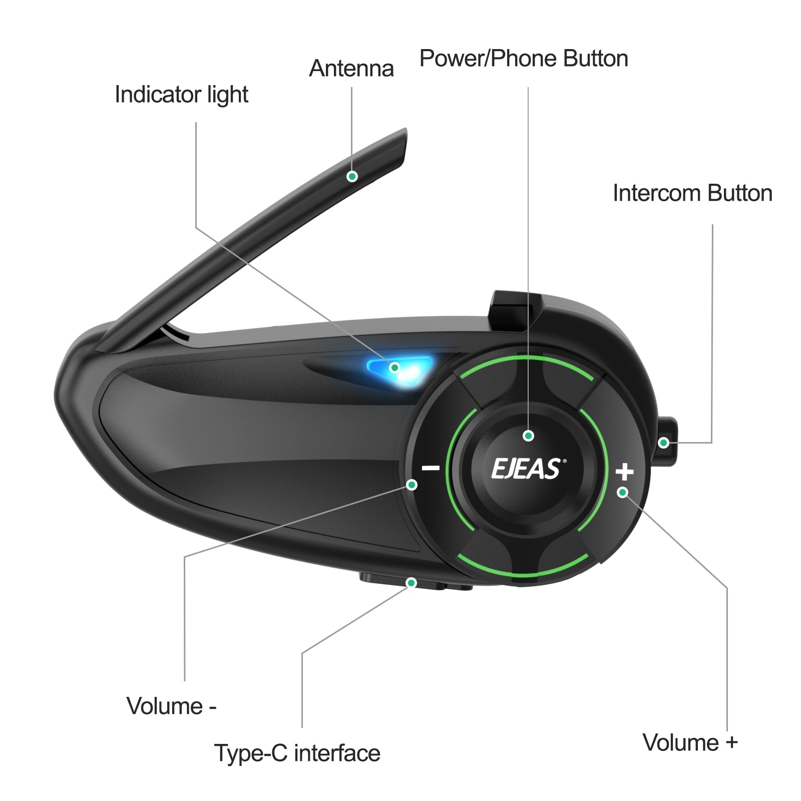 EJEAS Q8 Motorradhelm Mesh-Gegensprechanlage Headset-System