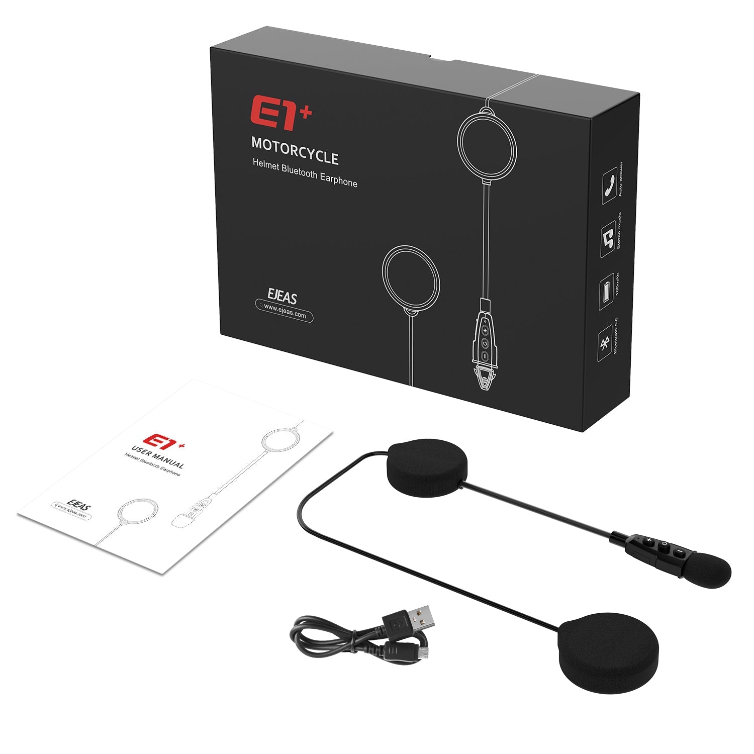 EJEAS E1+ Motorradhelm Bluetooth-Headset