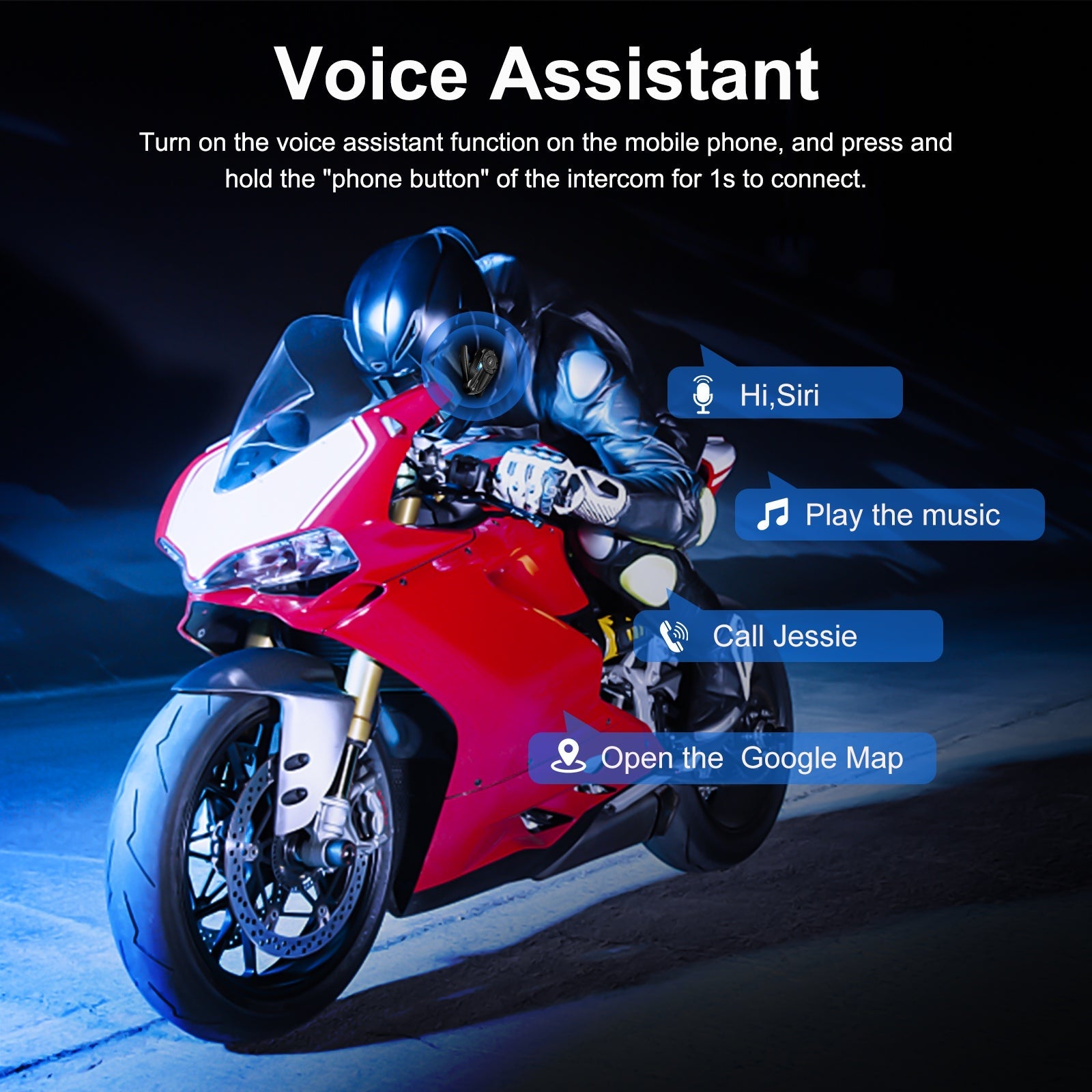 EJEAS Q2 Motorradhelm-Bluetooth-Headset für 2 Fahrer