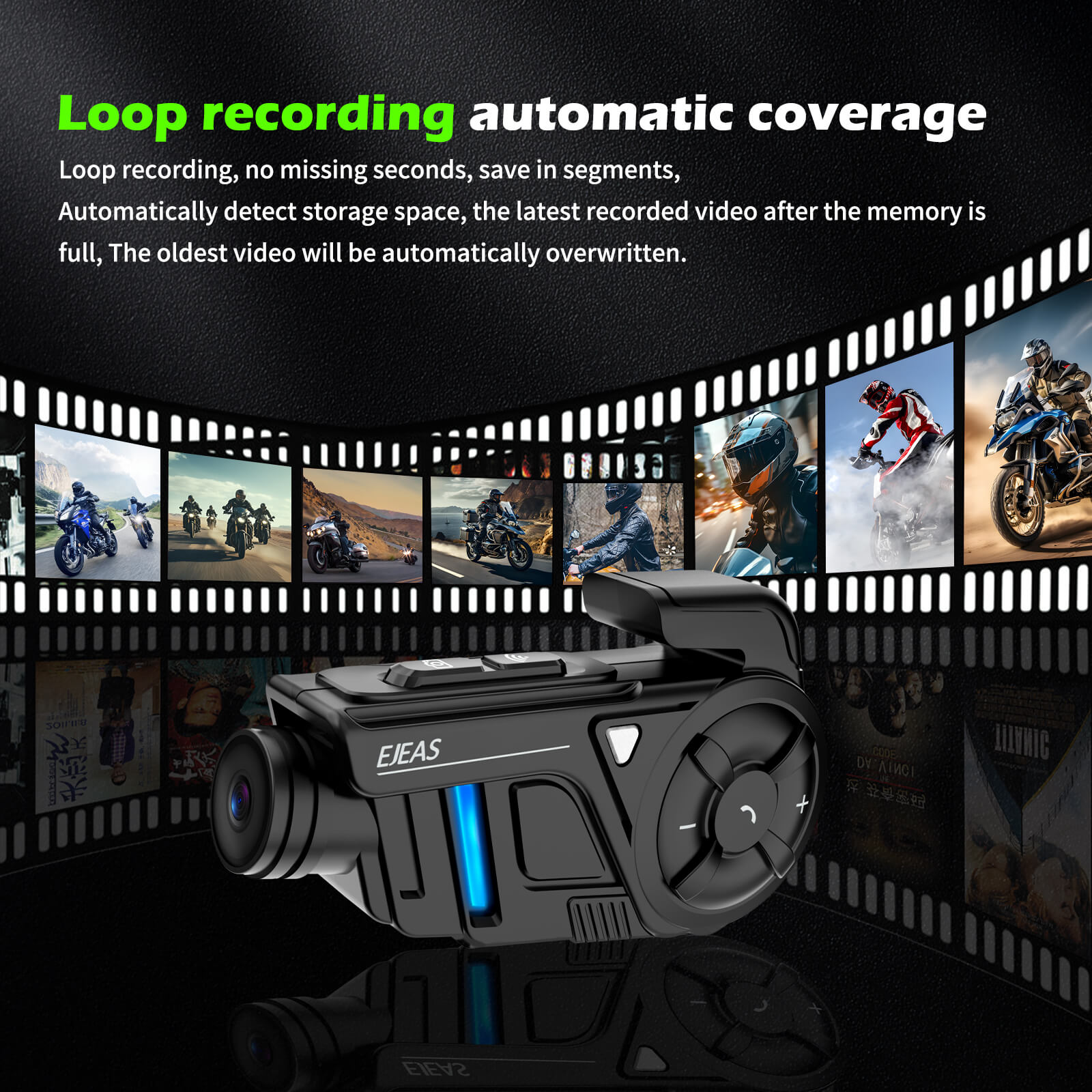 EJEAS K1 2-IN-1 Motorcycle Intercom and Helmet Recorder