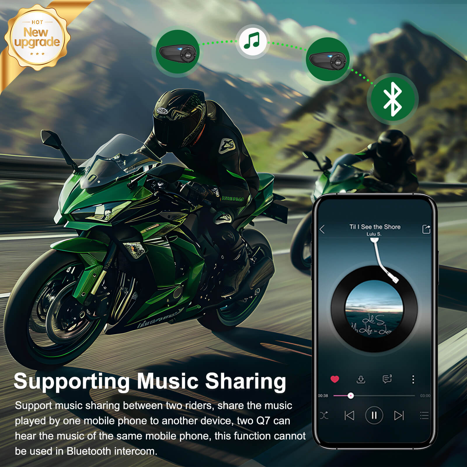 EJEAS Q7 Motorradhelm Bluetooth Headset System
