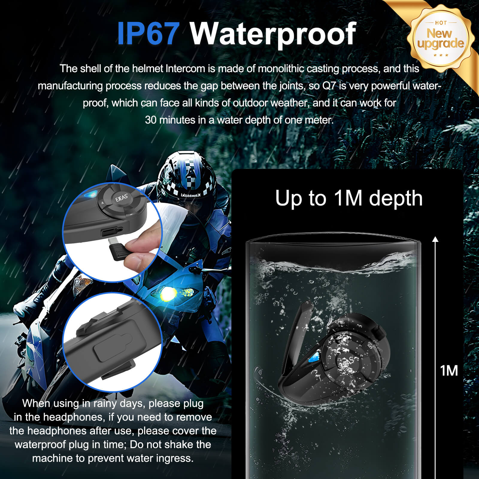 EJEAS Q7 Motorradhelm Bluetooth Headset System