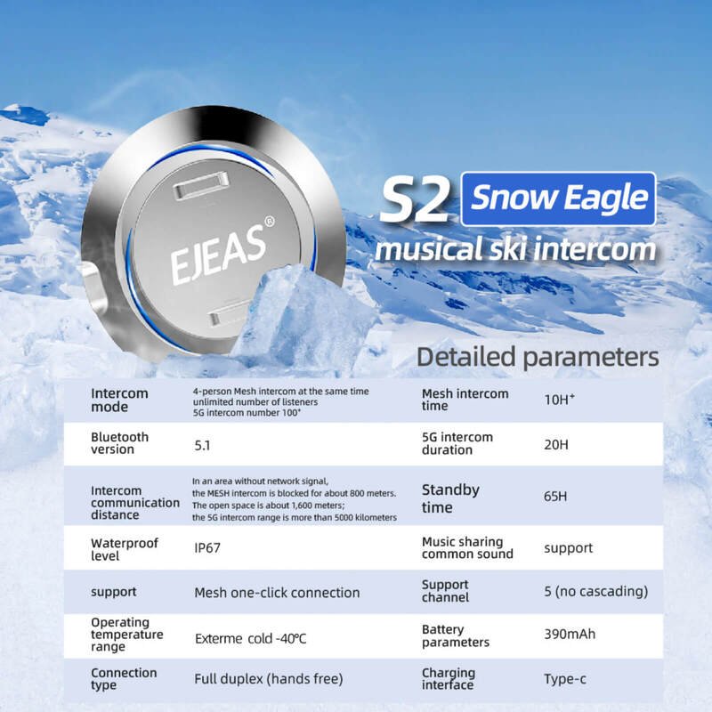EJEAS S2 Snow Eagle Ski Helmet Mesh Intercom System