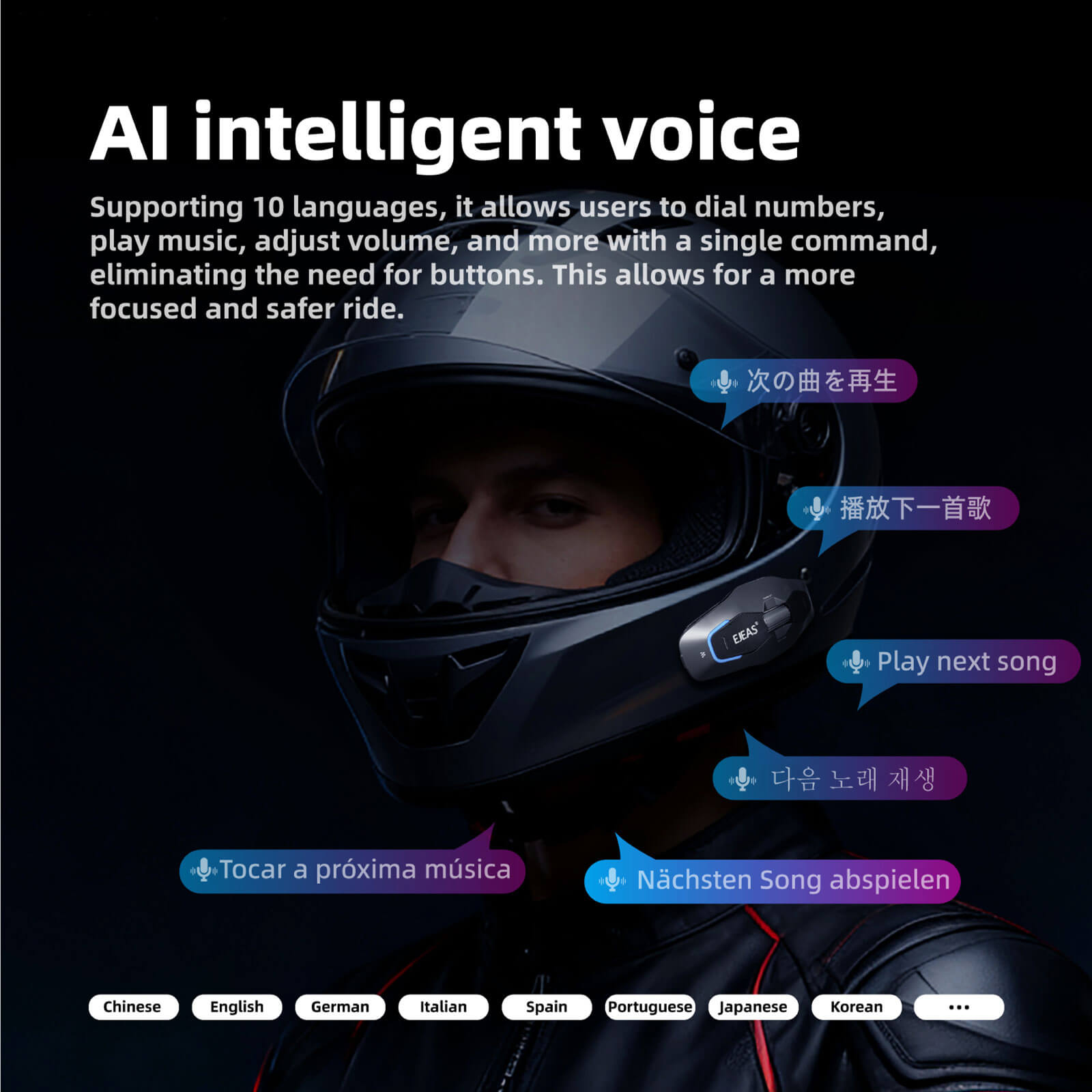 EJEAS Phantom X10 Plus MESH+5G Motorcycle Helmet Intercom System