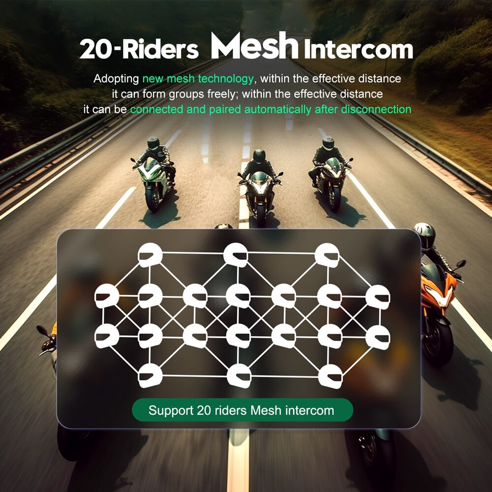 EJEAS MS20 Motorradhelm-Mesh-Intercom-System