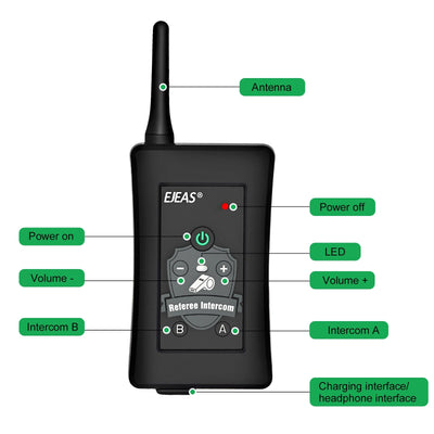 EJEAS FBIM Sistema de Auriculares de Intercomunicación Bluetooth para Árbitros