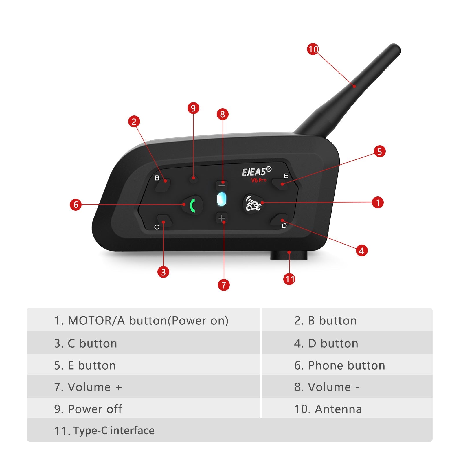 EJEAS V6 Pro+ Hotsale Motorcycle Helmet Bluetooth Headset