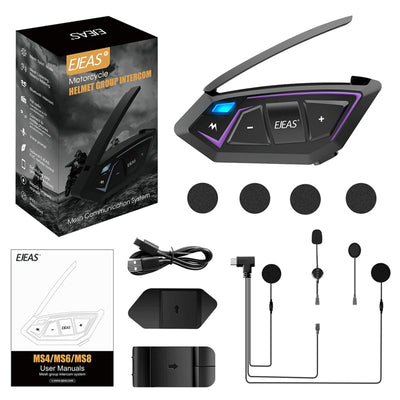 Sistema de intercomunicador de malla EJEAS MS8 para casco de motocicleta