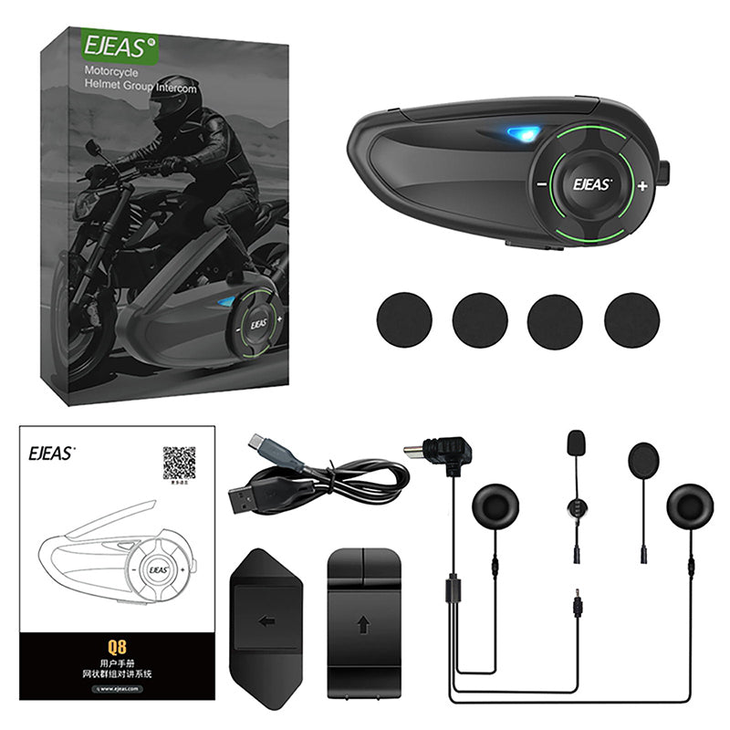 Sistema di Auricolari Intercom a Maglia per Casco da Moto EJEAS Q8