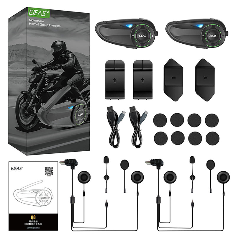 Sistema di Auricolari Intercom a Maglia per Casco da Moto EJEAS Q8
