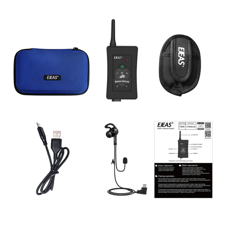 EJEAS FBIM Sistema de Auriculares de Intercomunicación Bluetooth para Árbitros
