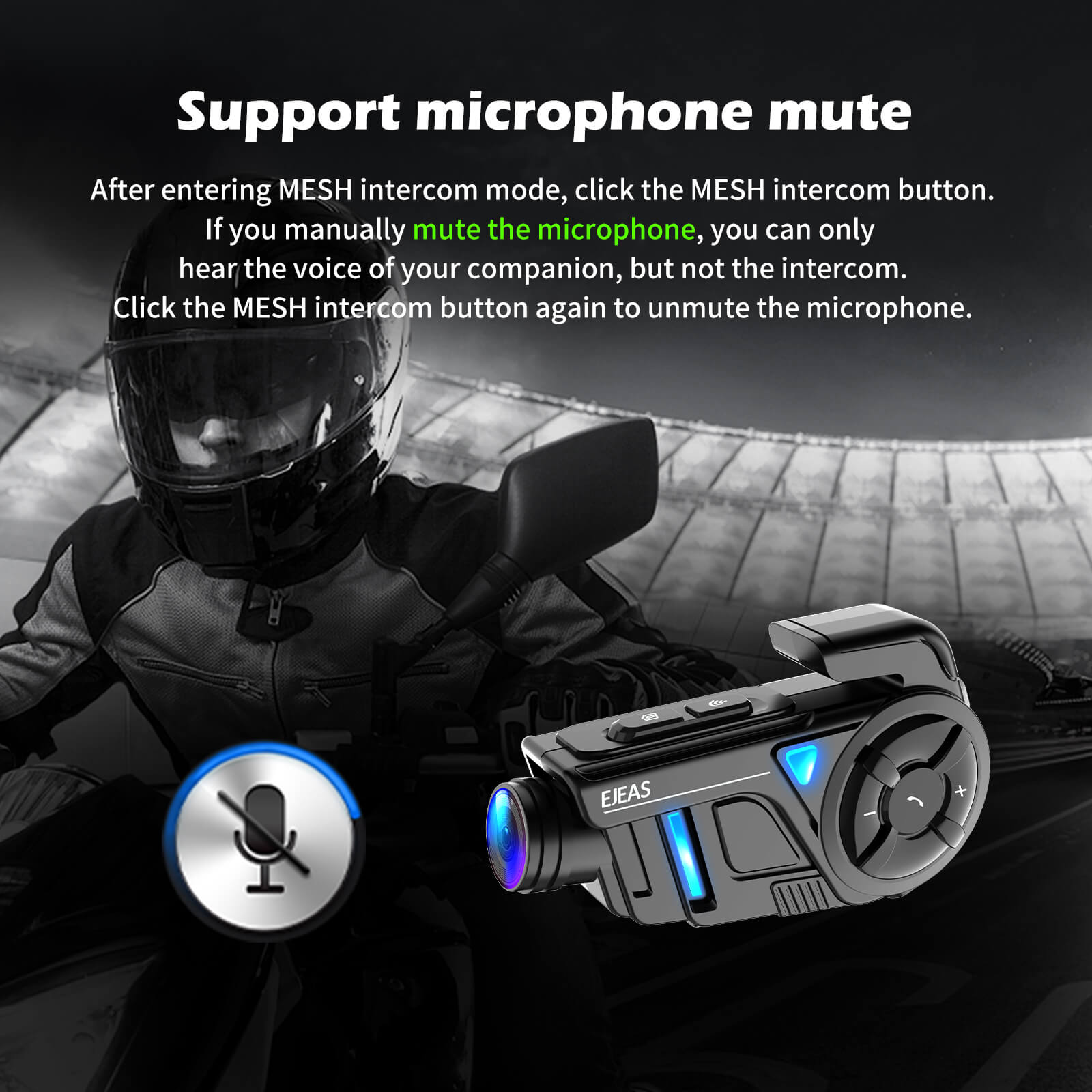 EJEAS K1 2-IN-1 Motorcycle Intercom and Helmet Recorder