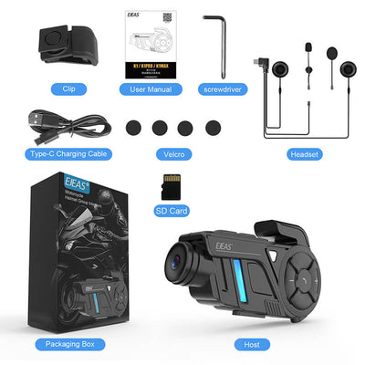 EJEAS K1 2-IN-1 Motorcycle Intercom and Helmet Recorder
