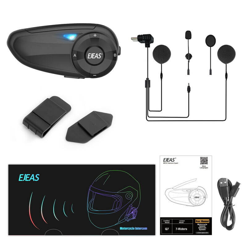 EJEAS Q7 Sistema di auricolari Bluetooth per casco da moto