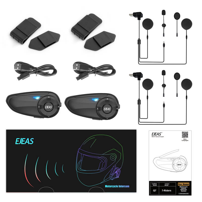 EJEAS Q7 Sistema di auricolari Bluetooth per casco da moto