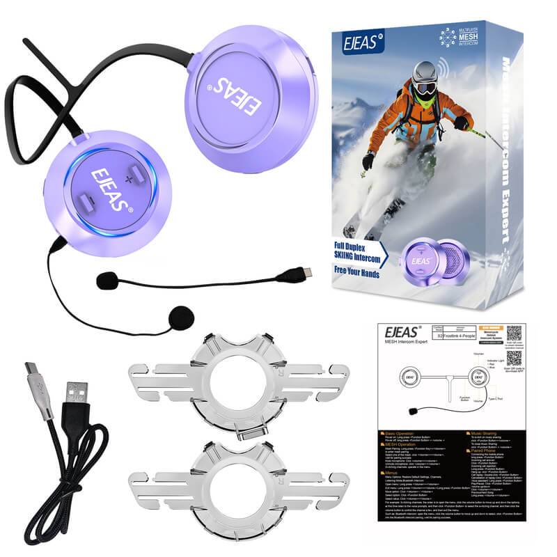 Système d'interphone maillé pour casque de ski EJEAS S2 Snow Eagle