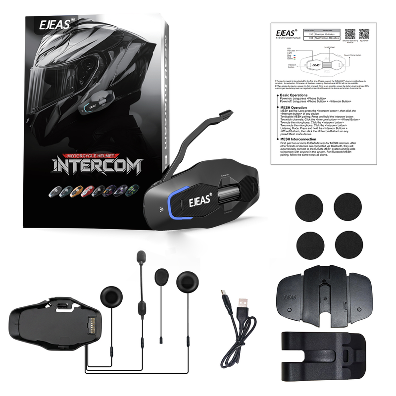 EJEAS Phantom X10 Plus MESH+5G Motorcycle Helmet Intercom System