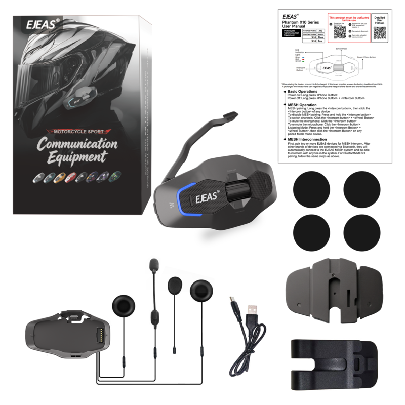 EJEAS Phantom X10 Pro MESH+5G Motorcycle Helmet Intercom System