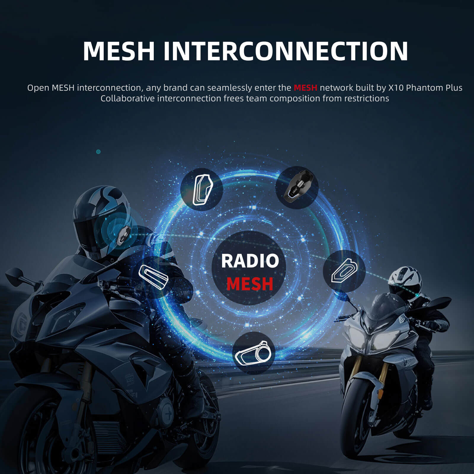 EJEAS Phantom X10 Plus MESH+5G バイク用ヘルメットインターコムシステム