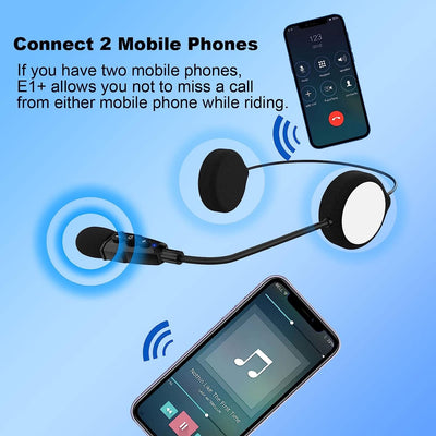 EJEAS E1+ Auricular Bluetooth para Casco de Motocicleta