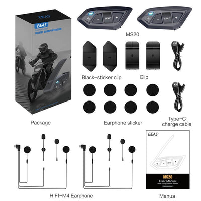 EJEAS MS20 Sistema di intercom mesh per casco da moto