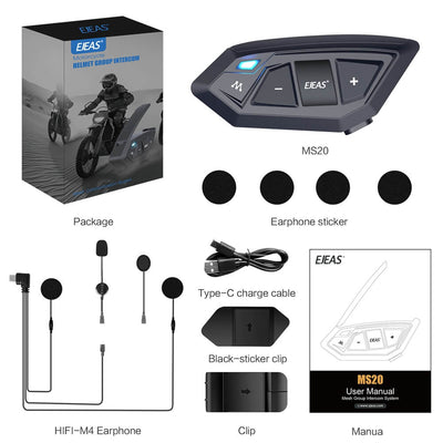 EJEAS MS20 Sistema di intercom mesh per casco da moto