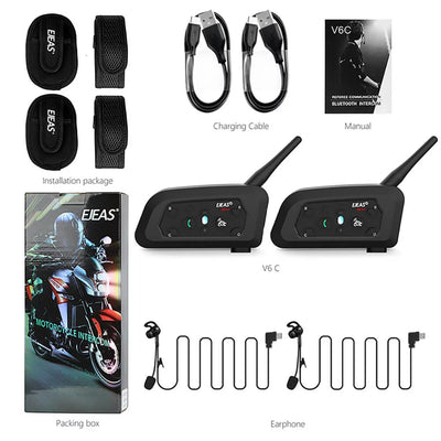 EJEAS V6C Sistema de Intercomunicador Inalámbrico Bluetooth para Exteriores