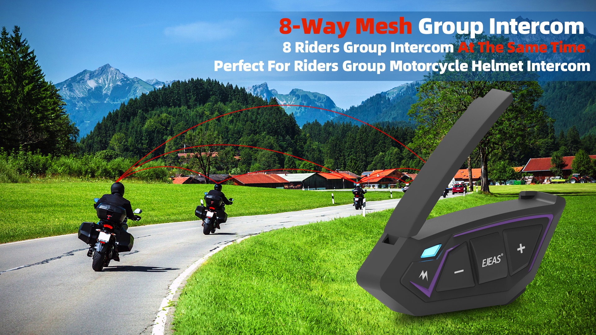 Ejeas ms8 Mesh-network Intercom Technology _ 2023 New Bluetooth Motorcycle  Helmet Intercom System
